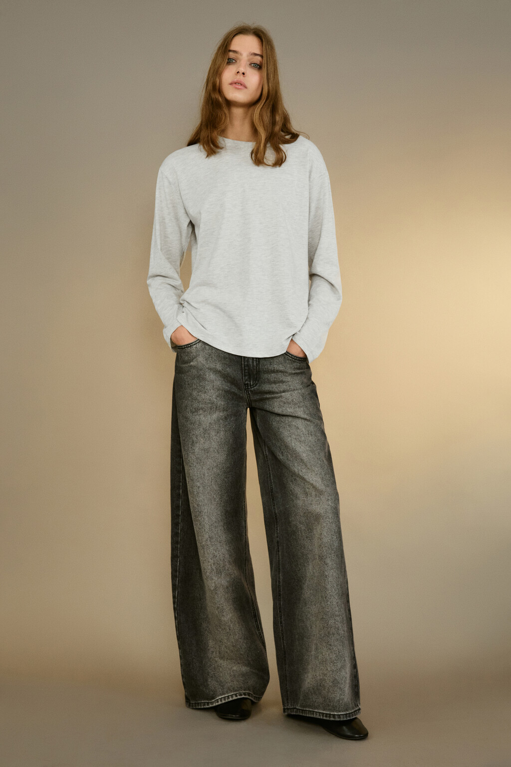 Лонгслив базовый из хлопкового трикотажа - цвет серый - 4