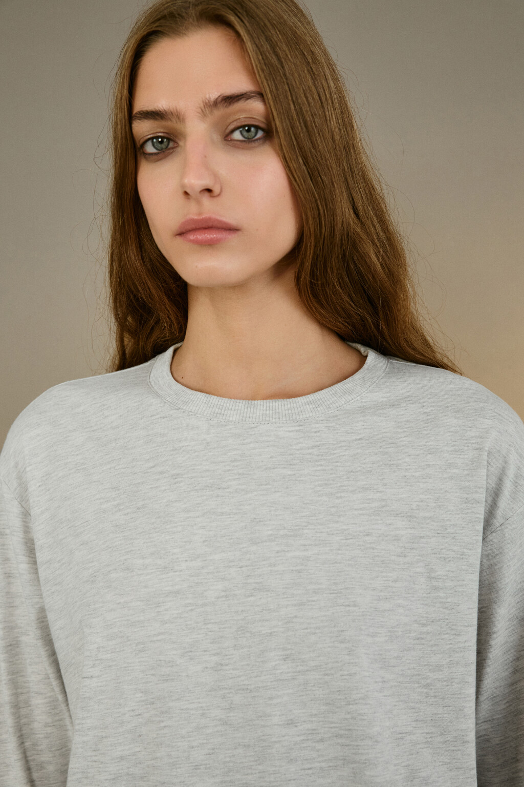 Лонгслив базовый из хлопкового трикотажа - цвет серый - 5