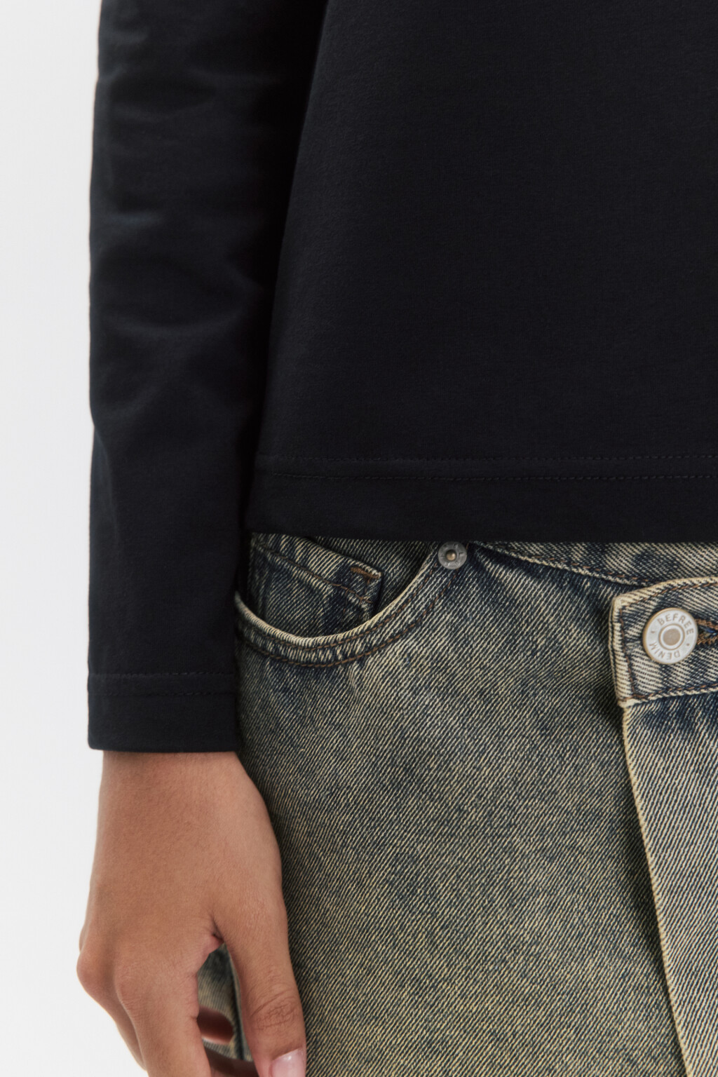 Лонгслив базовый из хлопкового трикотажа - цвет черный - 7