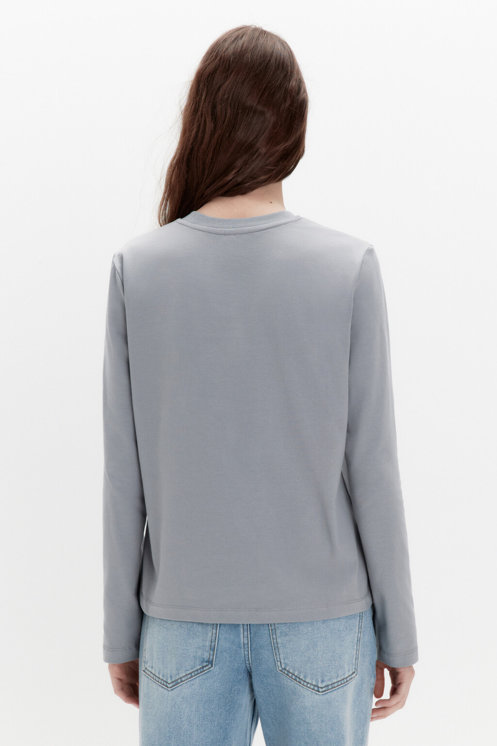 Лонгслив базовый из хлопкового трикотажа - цвет серый - 3