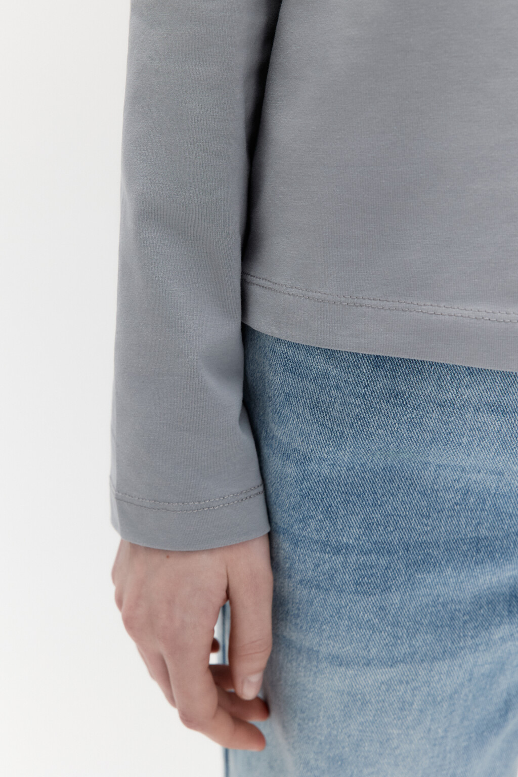 Лонгслив базовый из хлопкового трикотажа - цвет серый - 6
