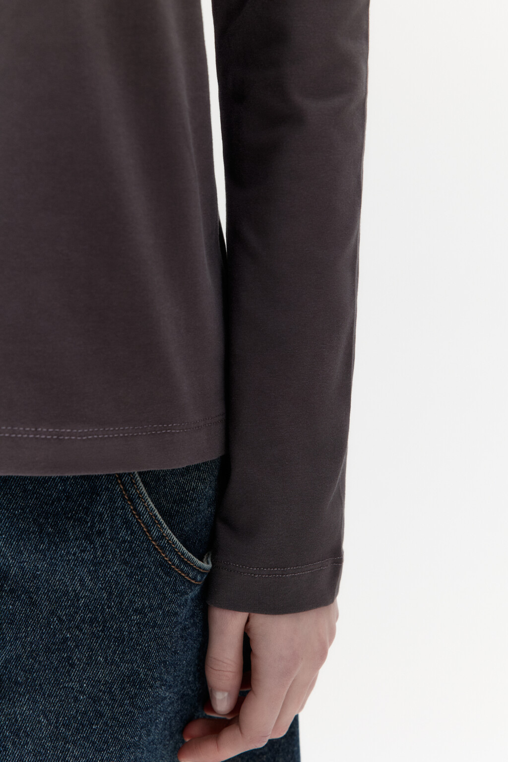 Лонгслив базовый из хлопкового трикотажа - цвет серый - 6