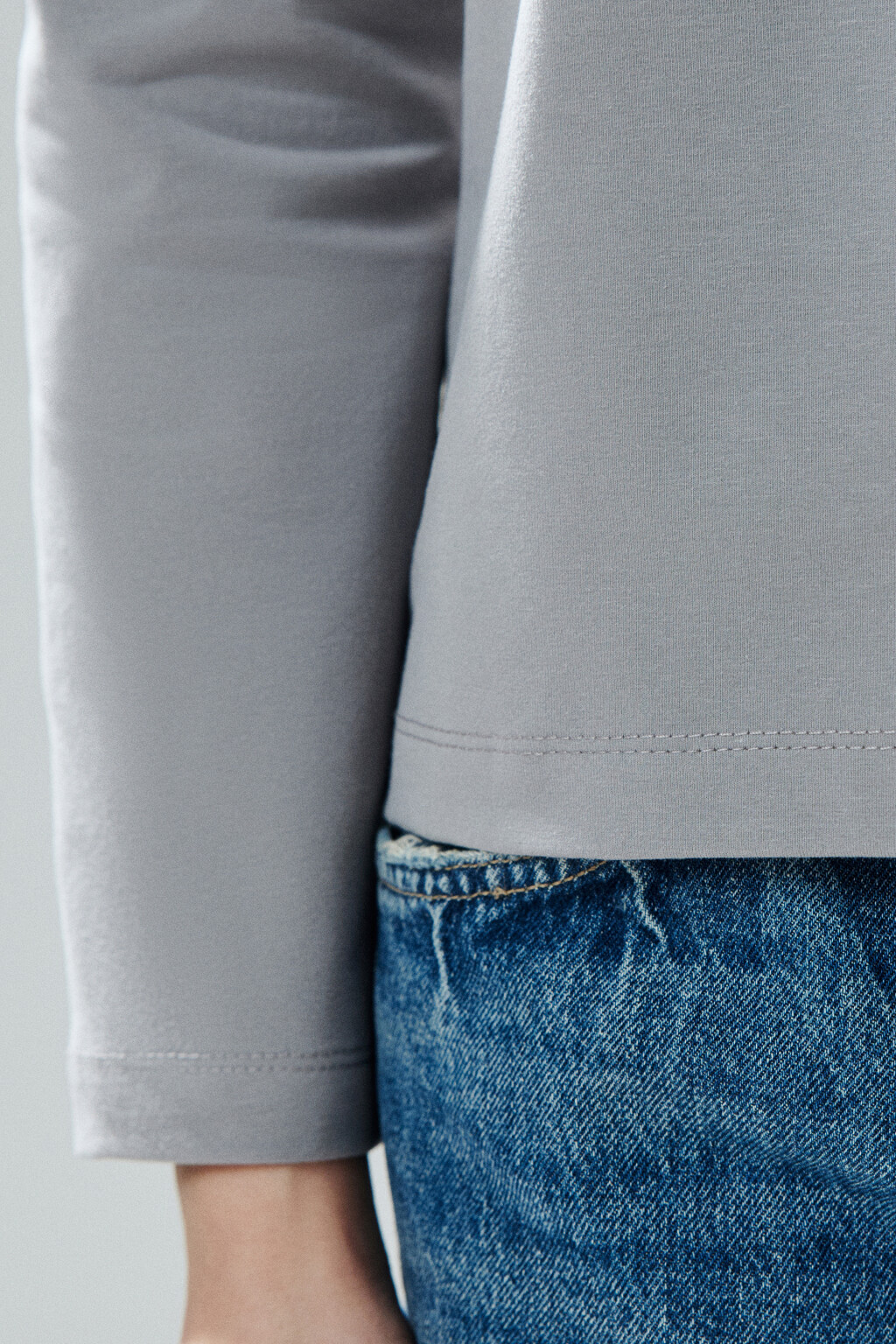Лонгслив базовый из хлопкового трикотажа - цвет серый - 6