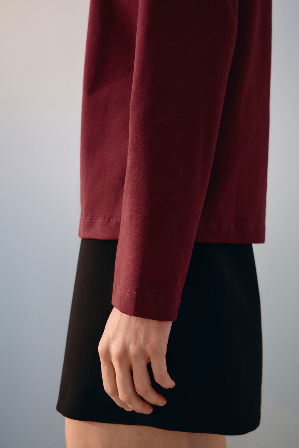 Лонгслив базовый из хлопкового трикотажа - цвет бордовый - 6