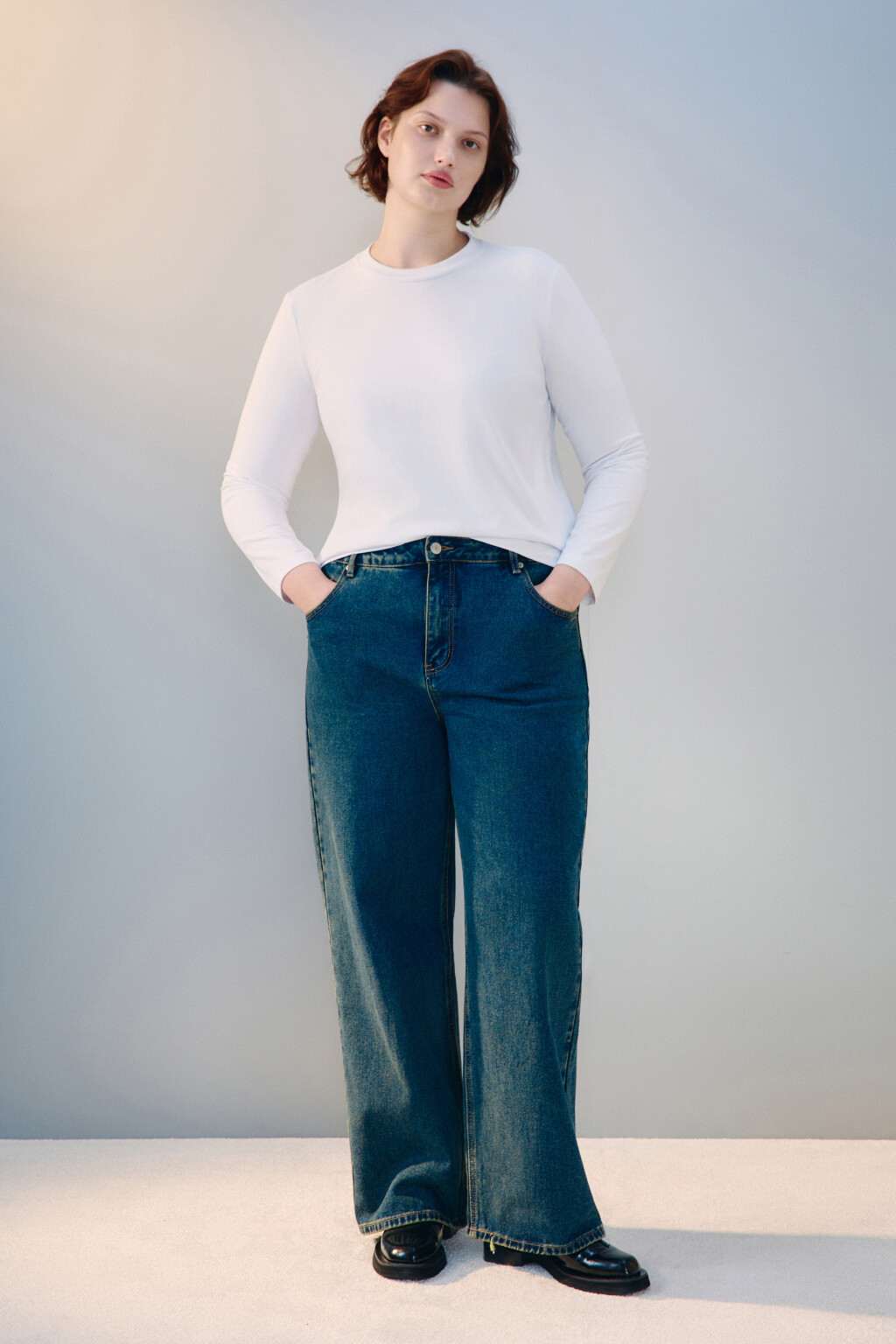 Лонгслив базовый из хлопкового трикотажа - цвет белый - 4