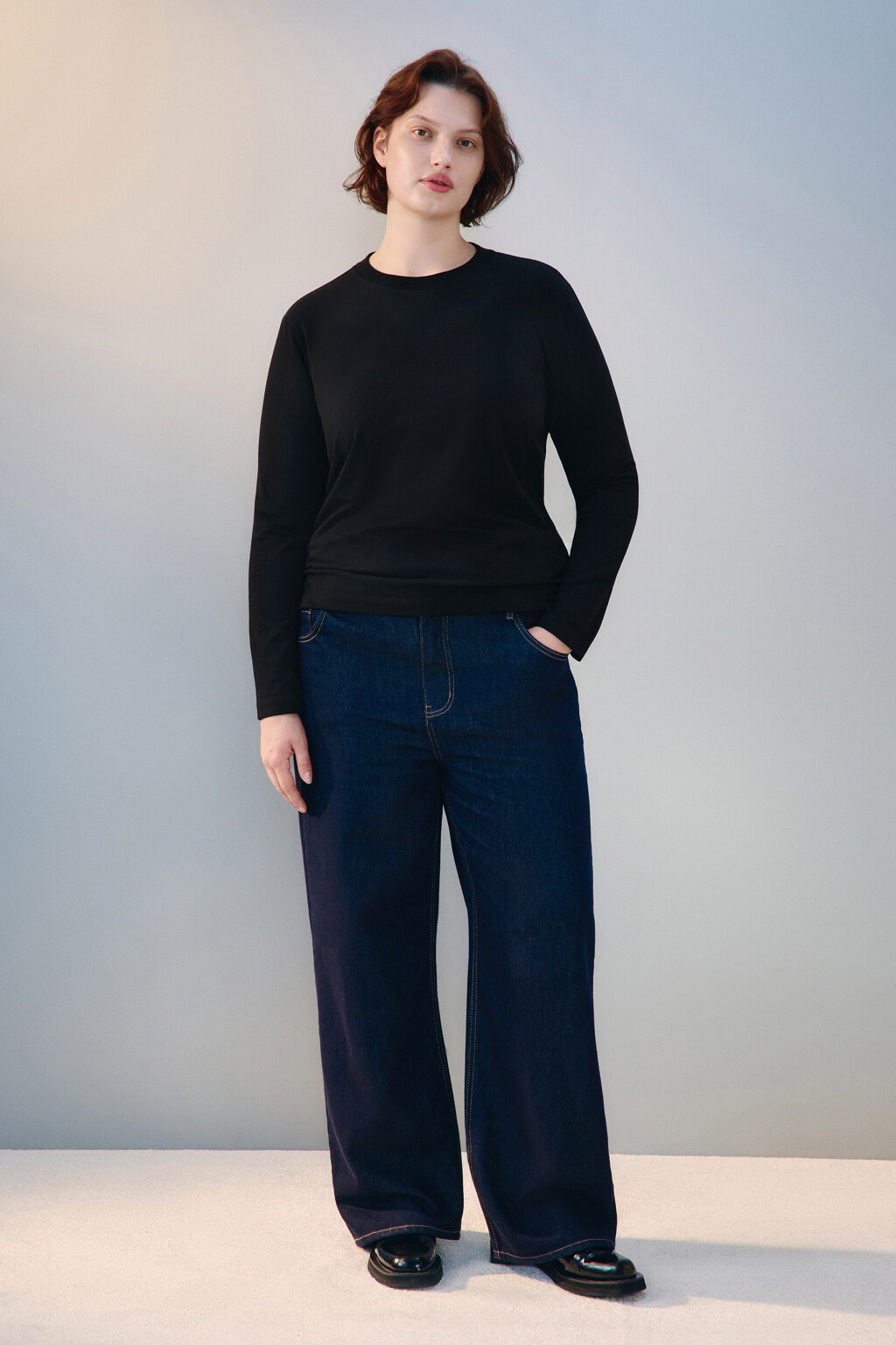 Лонгслив базовый из хлопкового трикотажа - цвет черный - 4