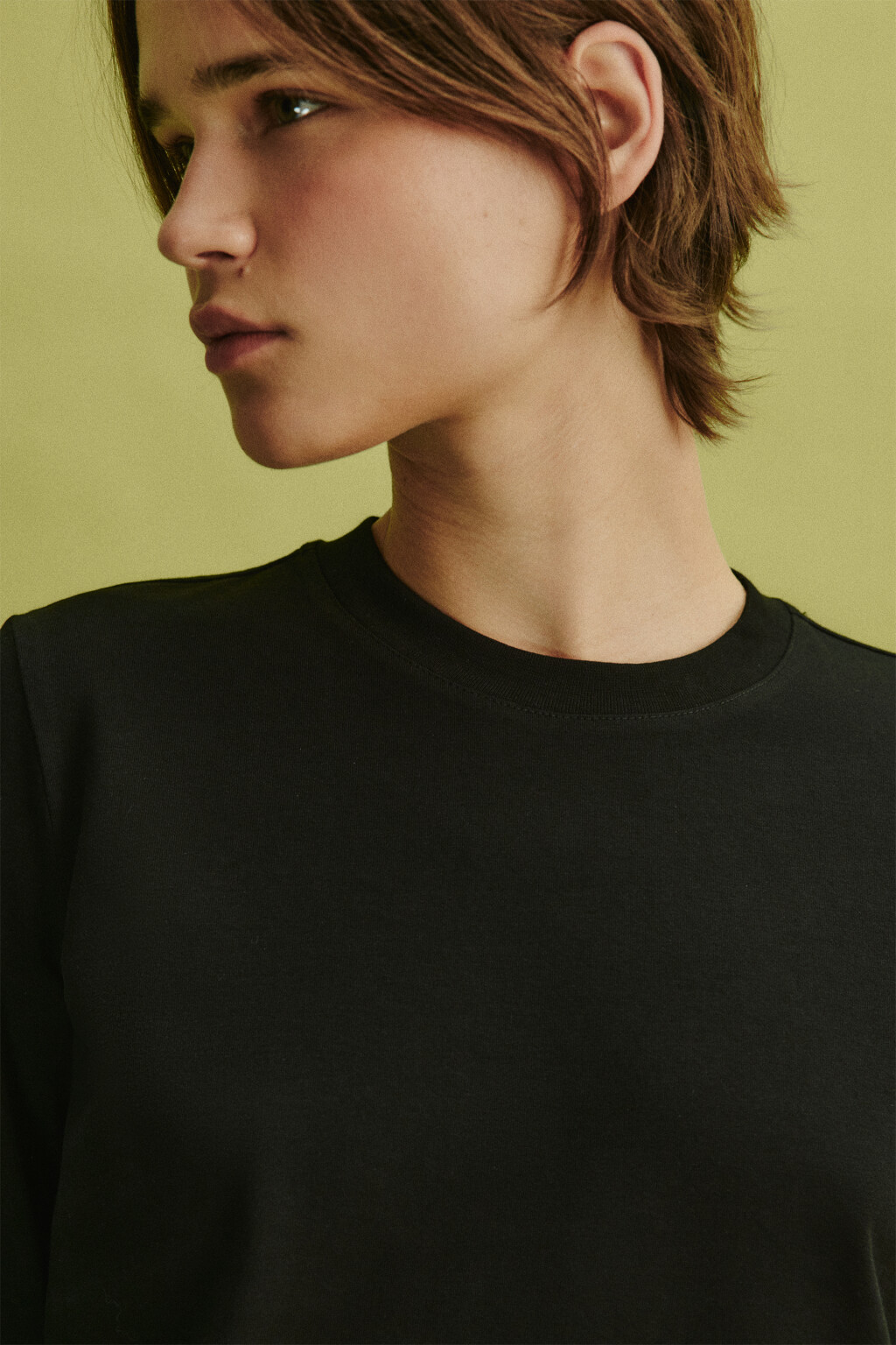 Лонгслив базовый из хлопкового трикотажа - цвет черный - 5