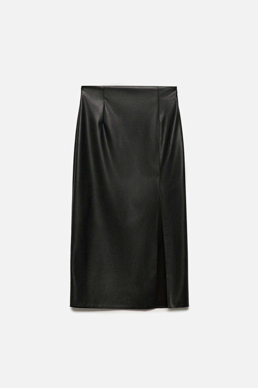 Юбка миди из искусственной кожи с разрезом - цвет черный - 8