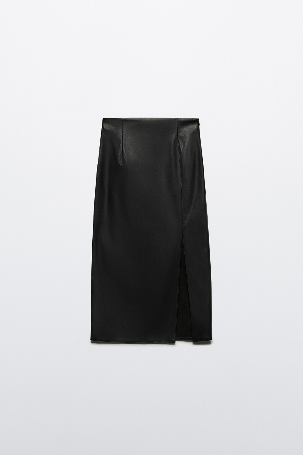 Юбка миди из искусственной кожи с разрезом - цвет черный - 8