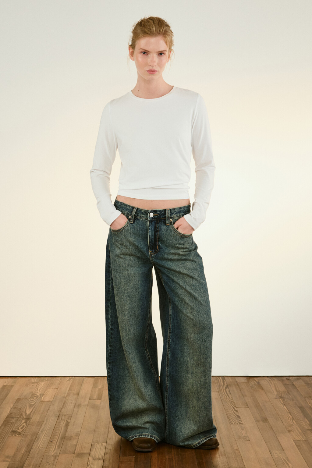 Лонгслив из хлопкового трикотажа - цвет белый - 4