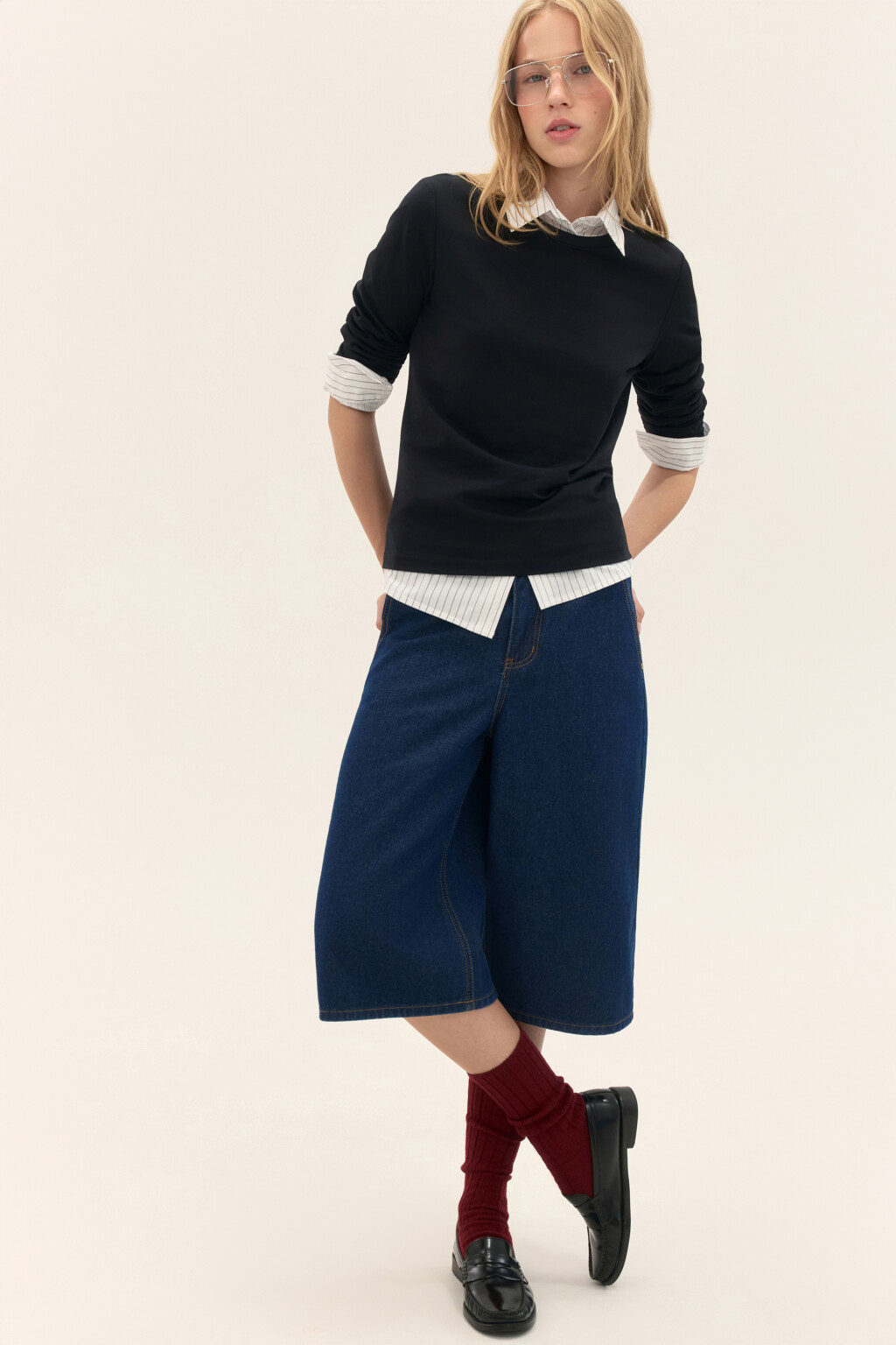 Лонгслив из хлопкового трикотажа - цвет черный - 1