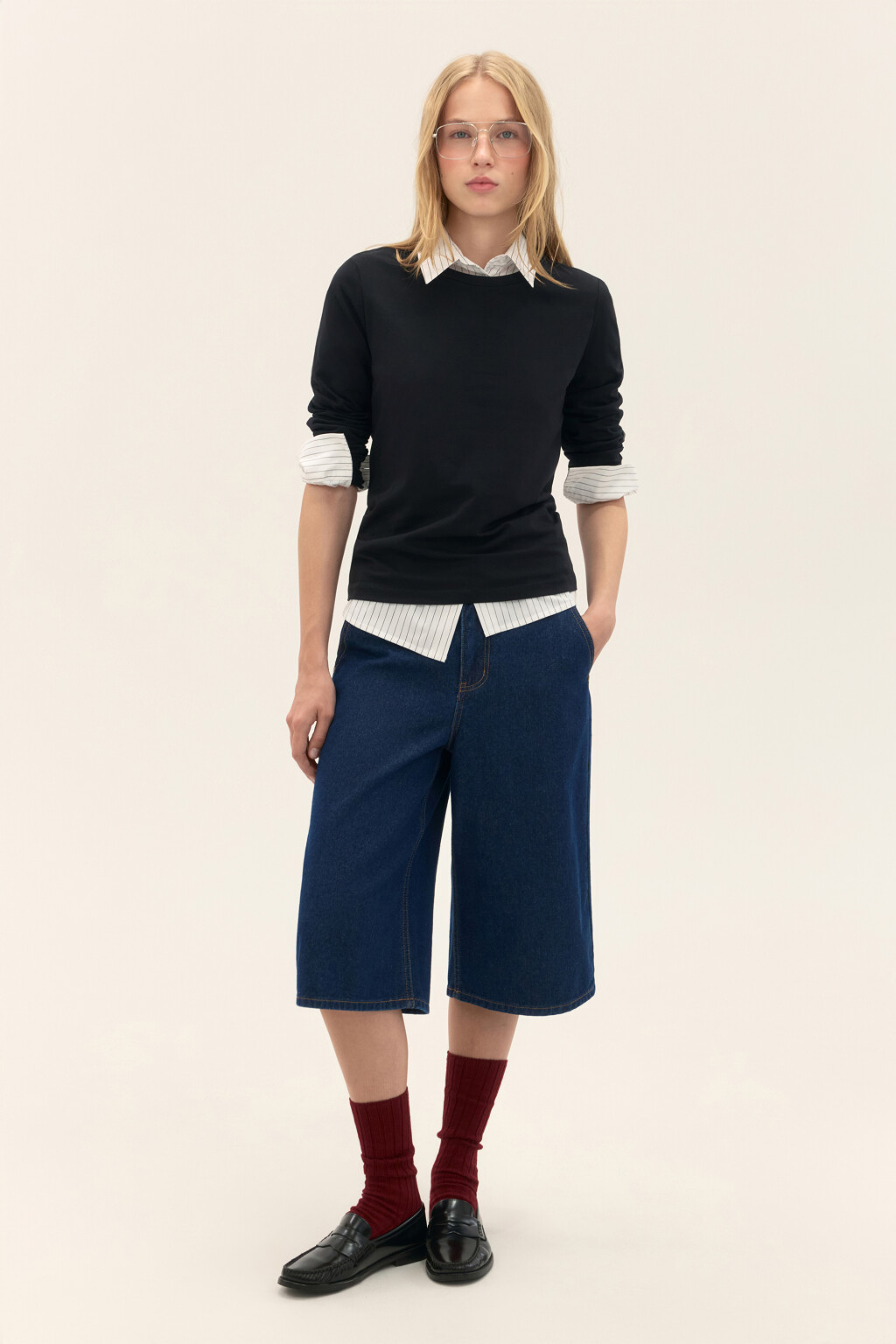 Лонгслив из хлопкового трикотажа - цвет черный - 5