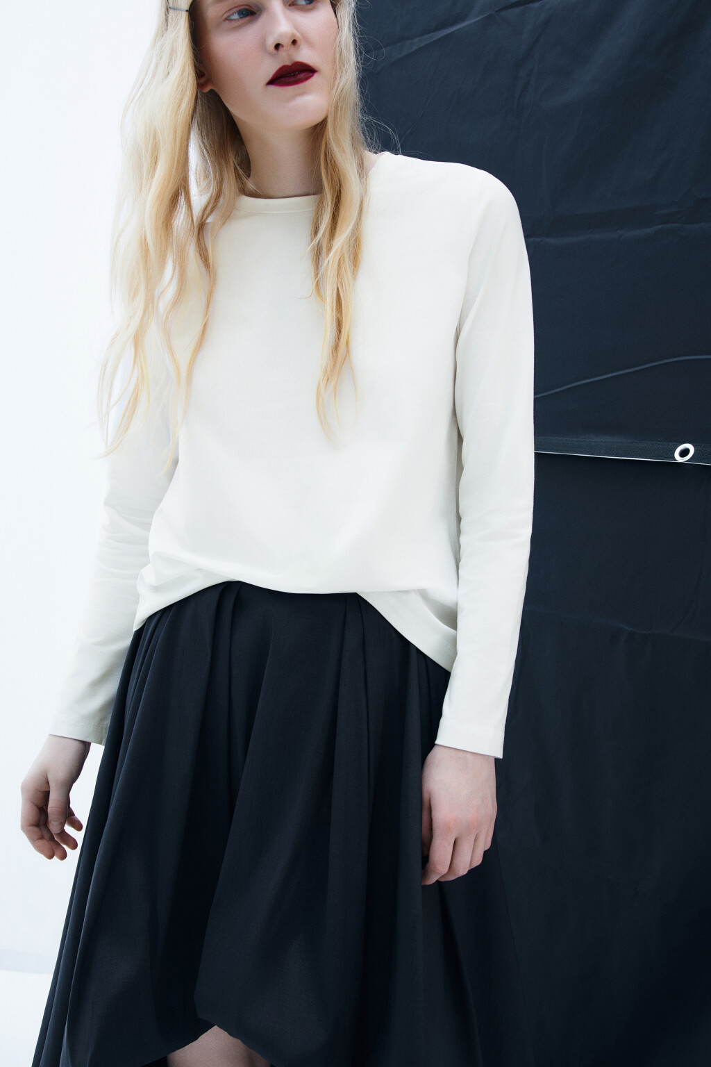 Лонгслив базовый из хлопкового трикотажа - цвет белый - 1