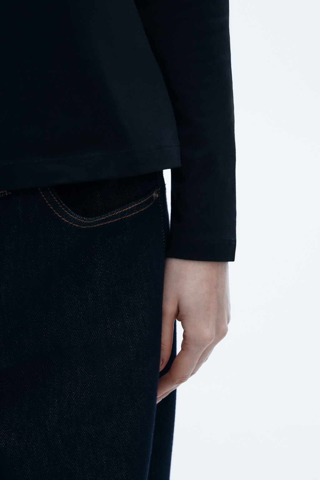 Лонгслив базовый из хлопкового трикотажа - цвет черный - 6