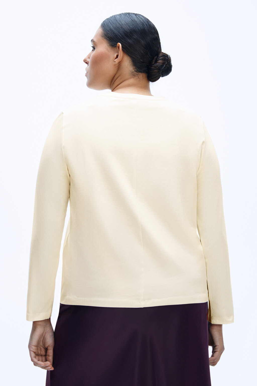 Лонгслив базовый из хлопкового трикотажа - цвет молочный - 3