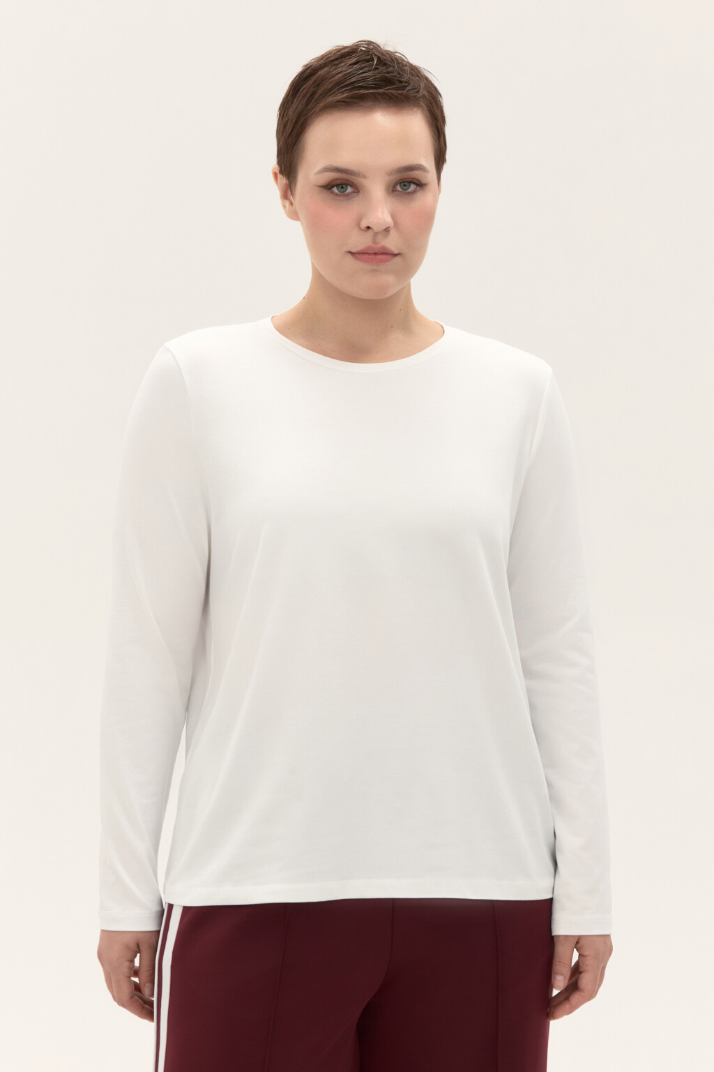 Лонгслив из хлопкового трикотажа - цвет белый - 2