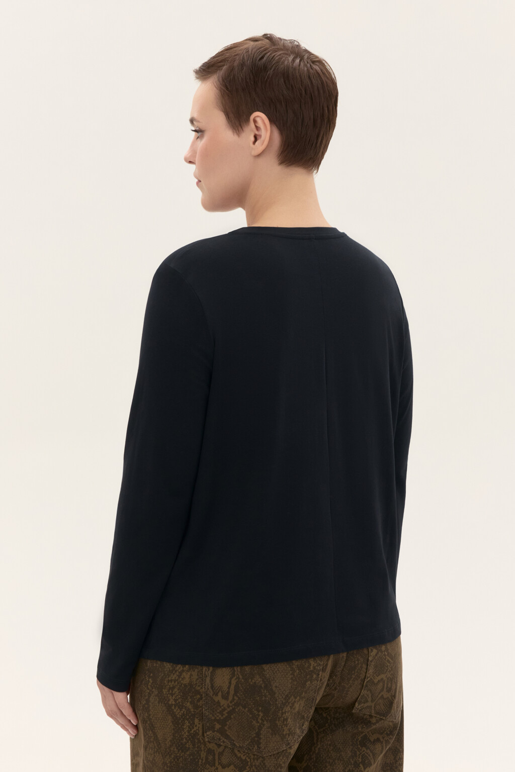Лонгслив из хлопкового трикотажа - цвет черный - 3