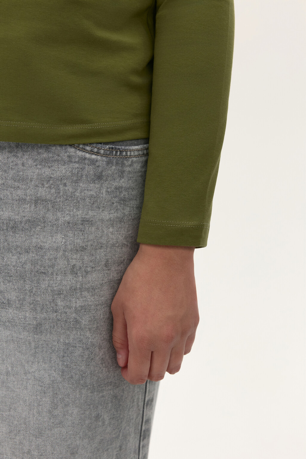 Лонгслив из хлопкового трикотажа - цвет зеленый - 6