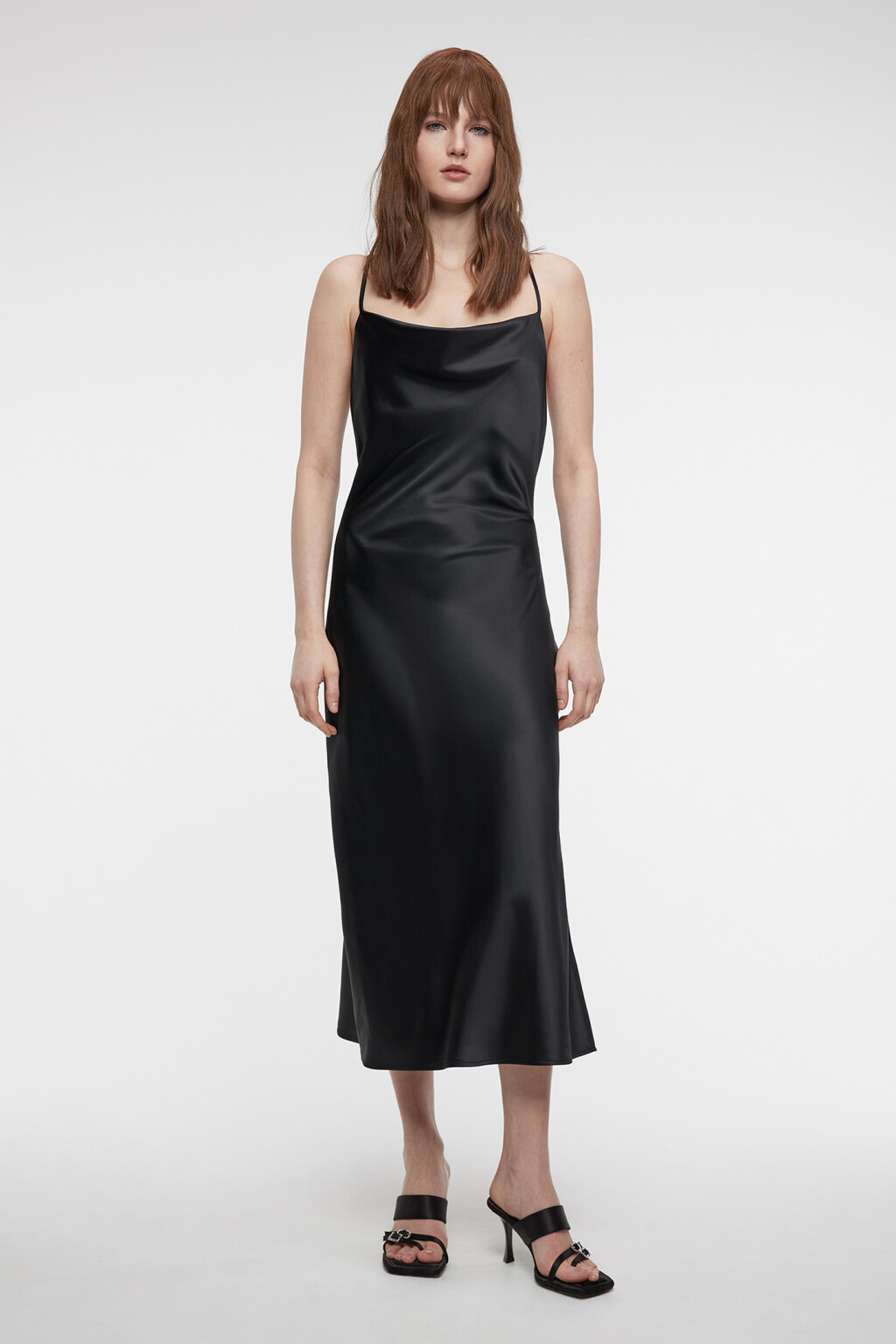 Платье-комбинация MAYA миди атласное - цвет черный - 1
