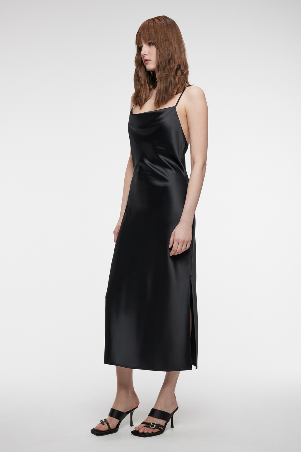Платье-комбинация MAYA миди атласное - цвет черный - 2