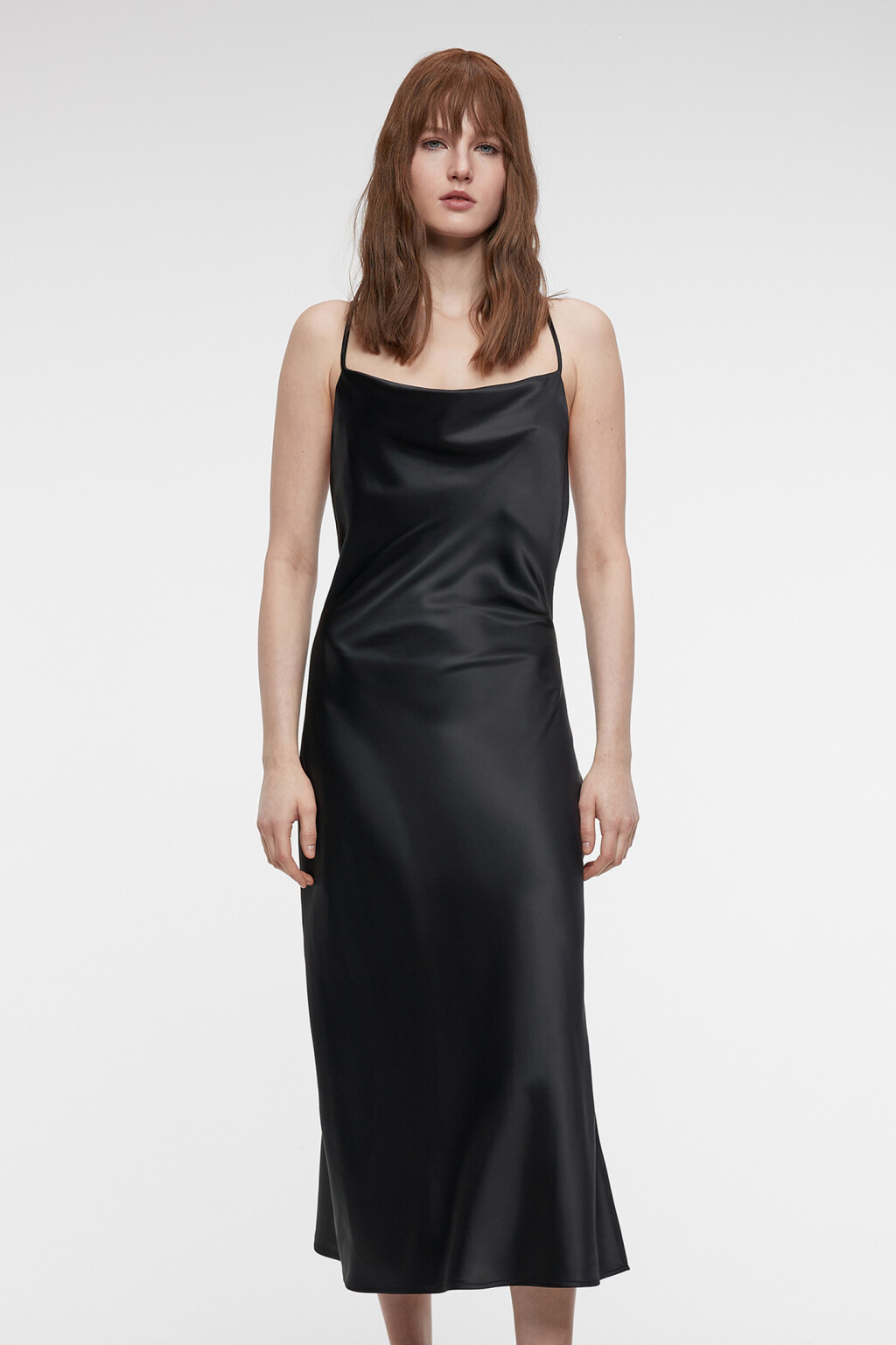 Платье-комбинация MAYA миди атласное - цвет черный - 7