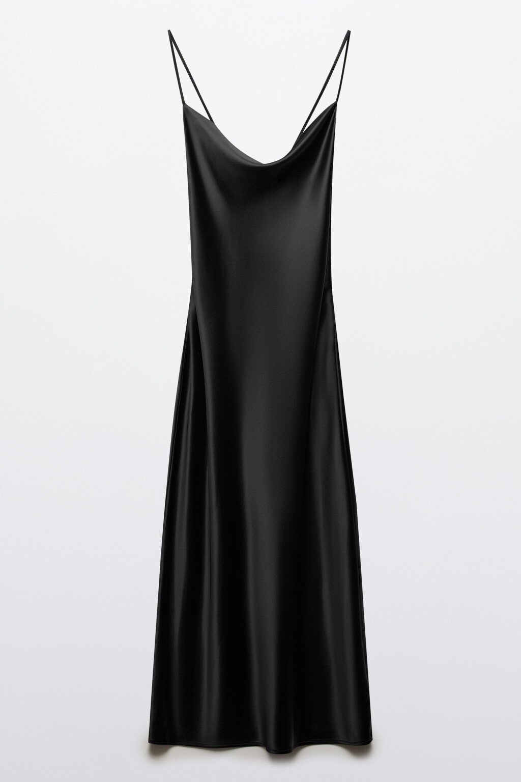 Платье-комбинация миди атласное - цвет черный - 7