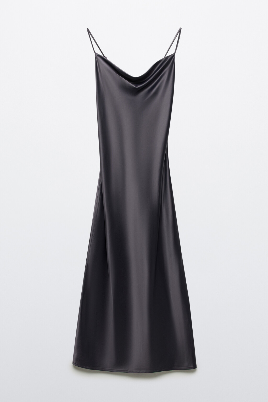 Платье-комбинация миди атласное - цвет серый - 6