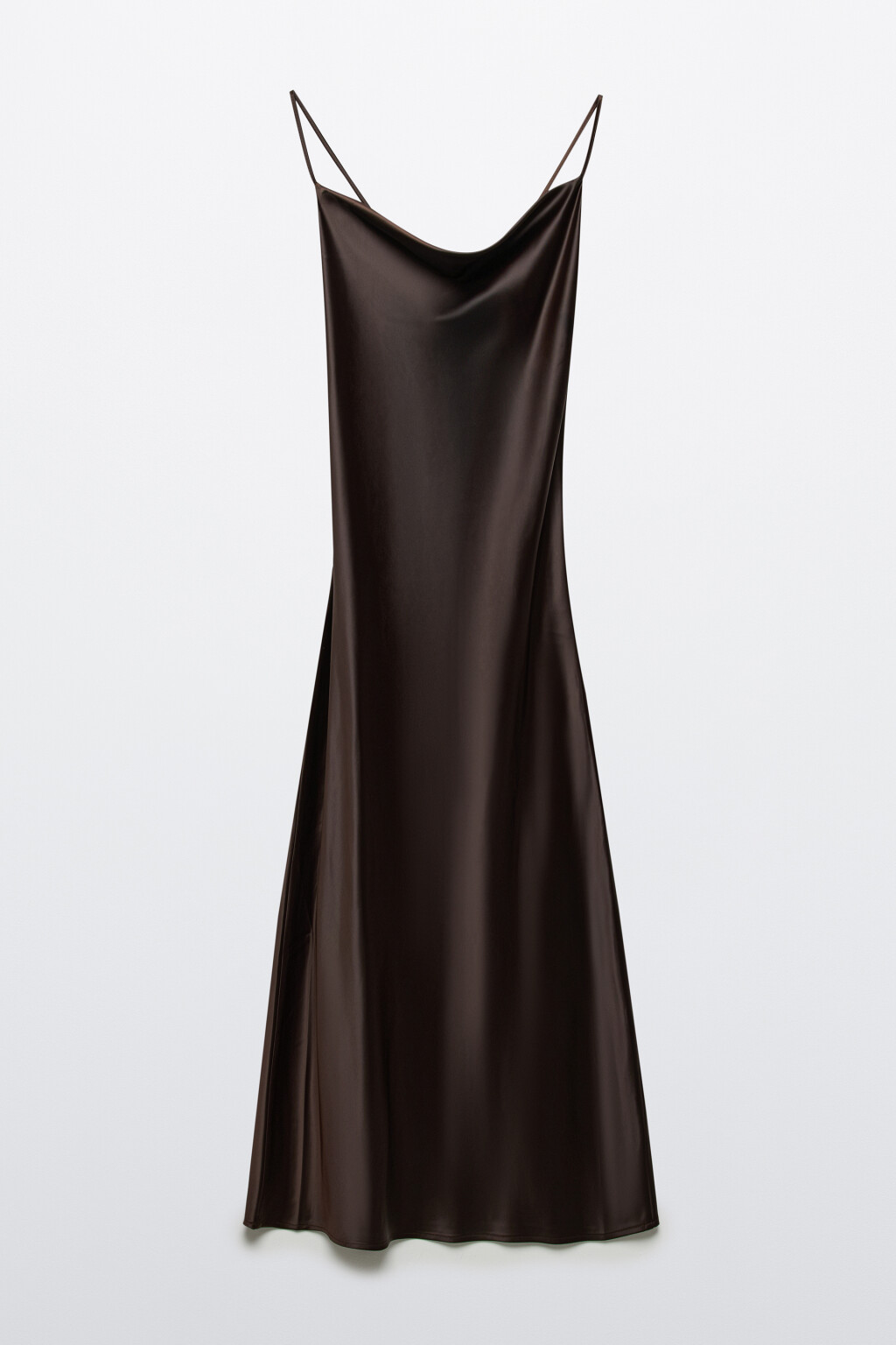 Платье-комбинация миди атласное - цвет коричневый - 7