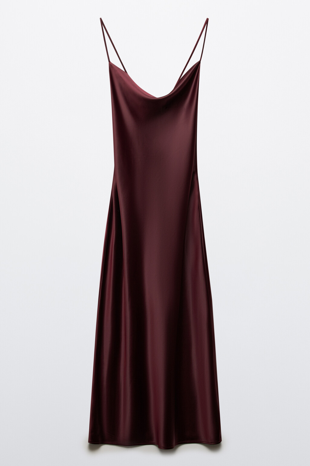 Платье-комбинация миди атласное - цвет красный - 7