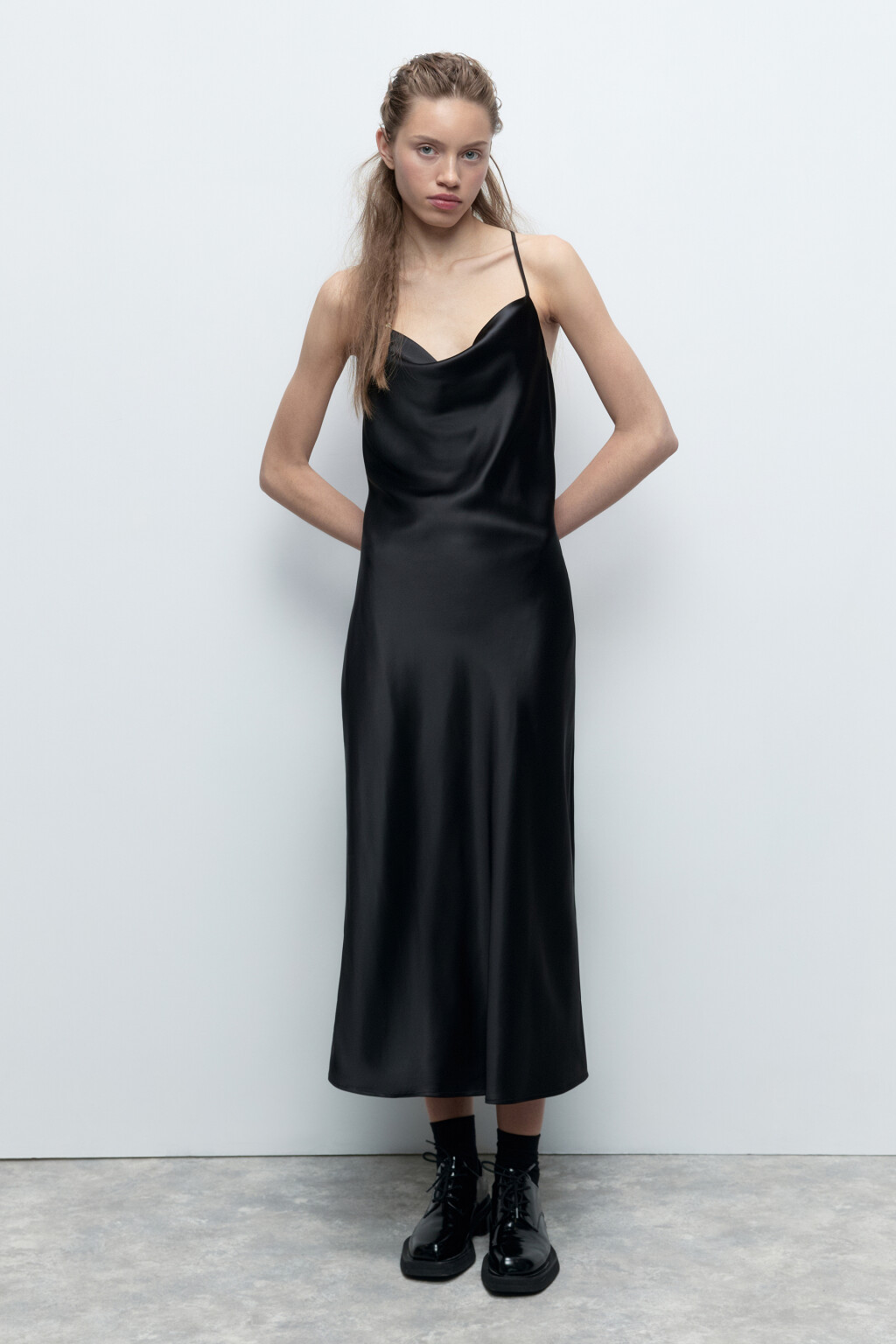 Платье-комбинация MAYA миди атласное - цвет черный - 2