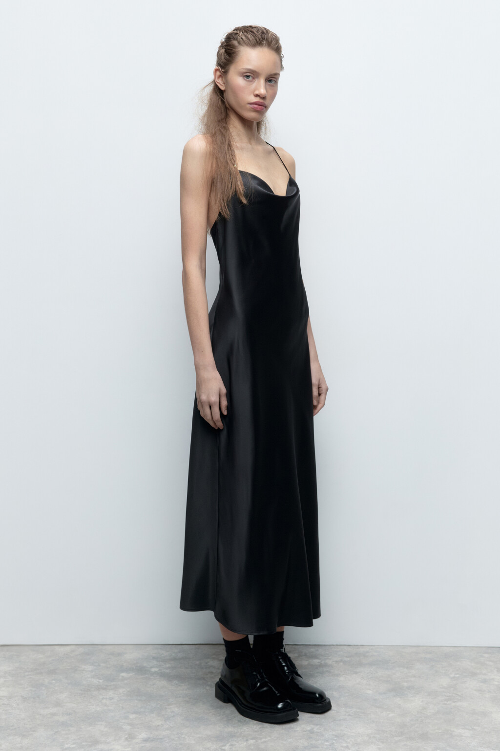 Платье-комбинация MAYA миди атласное - цвет черный - 3