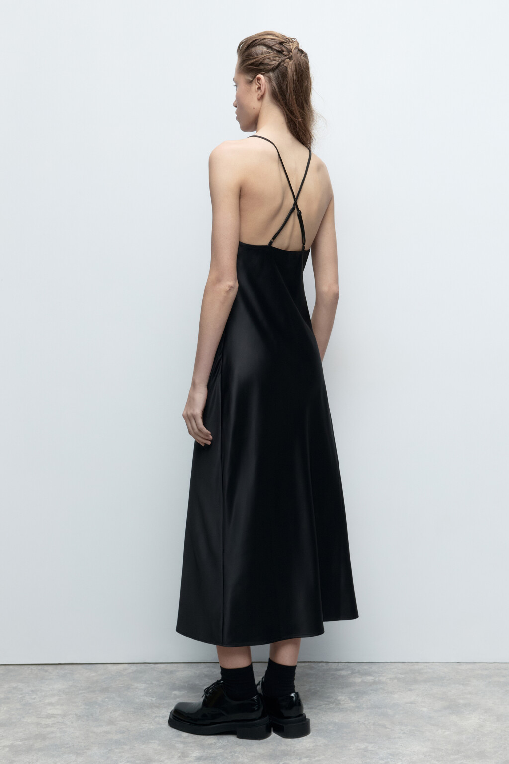 Платье-комбинация MAYA миди атласное - цвет черный - 4
