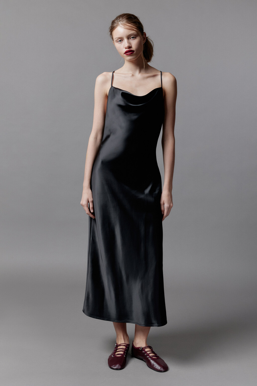 Платье-комбинация MAYA миди атласное - цвет черный - 3