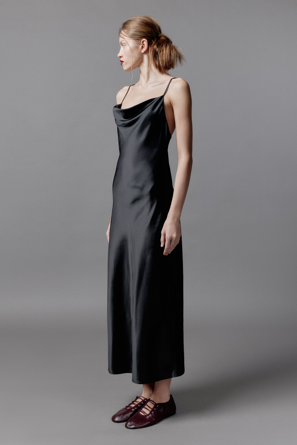 Платье-комбинация MAYA миди атласное - цвет черный - 4