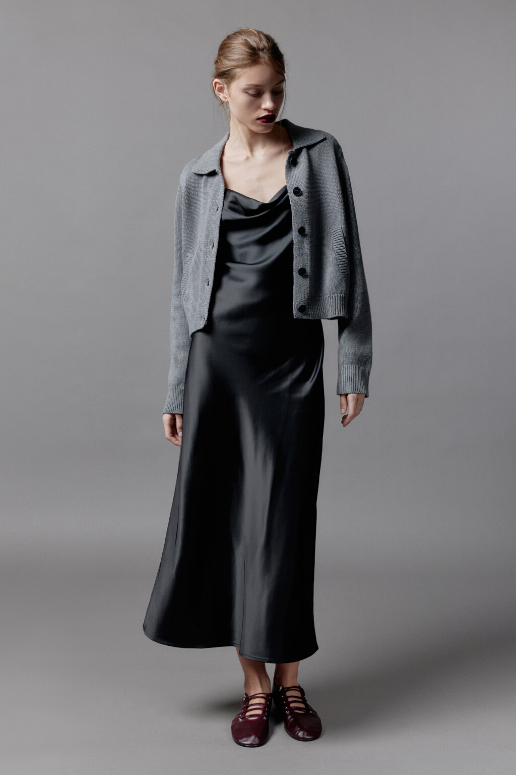 Платье-комбинация MAYA миди атласное - цвет черный - 6