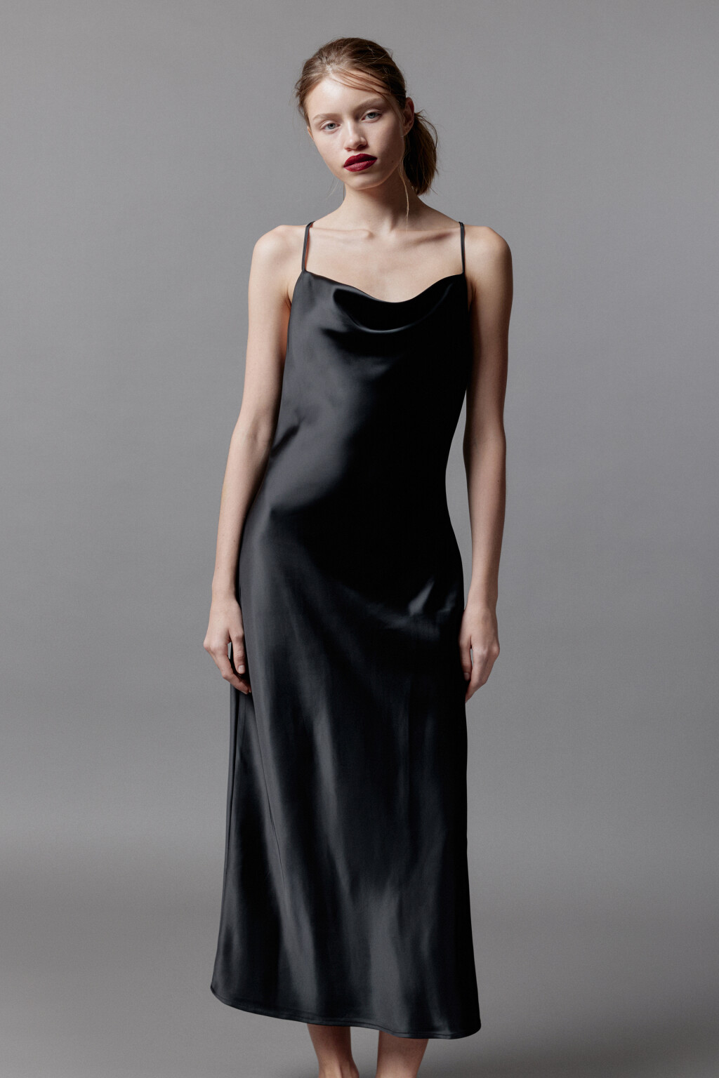 Платье-комбинация MAYA миди атласное - цвет черный - 9