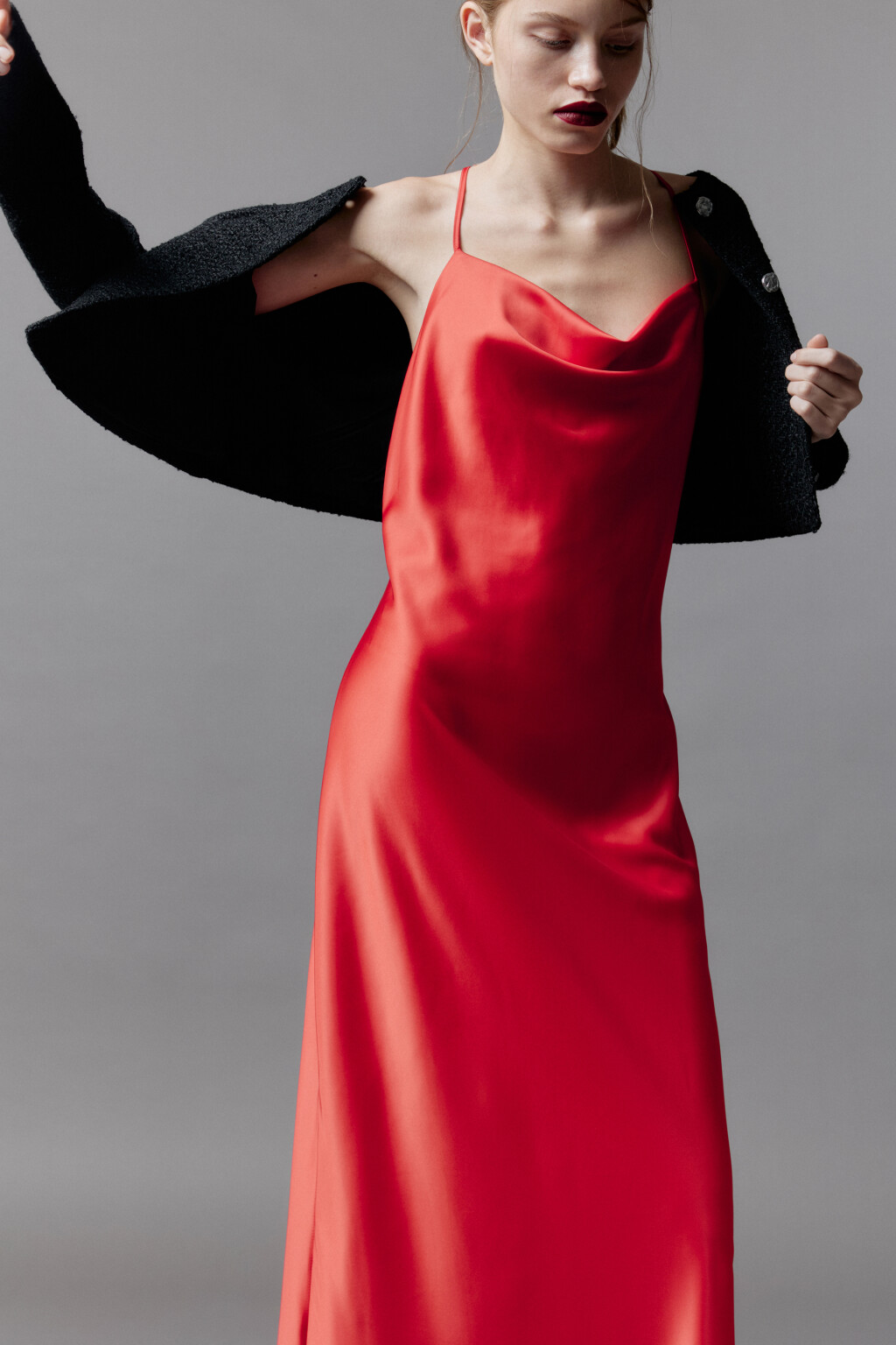 Платье-комбинация MAYA миди атласное - цвет красный - 1