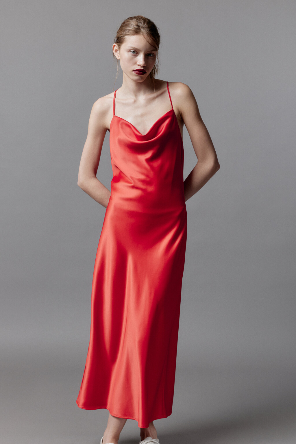 Платье-комбинация MAYA миди атласное - цвет красный - 8