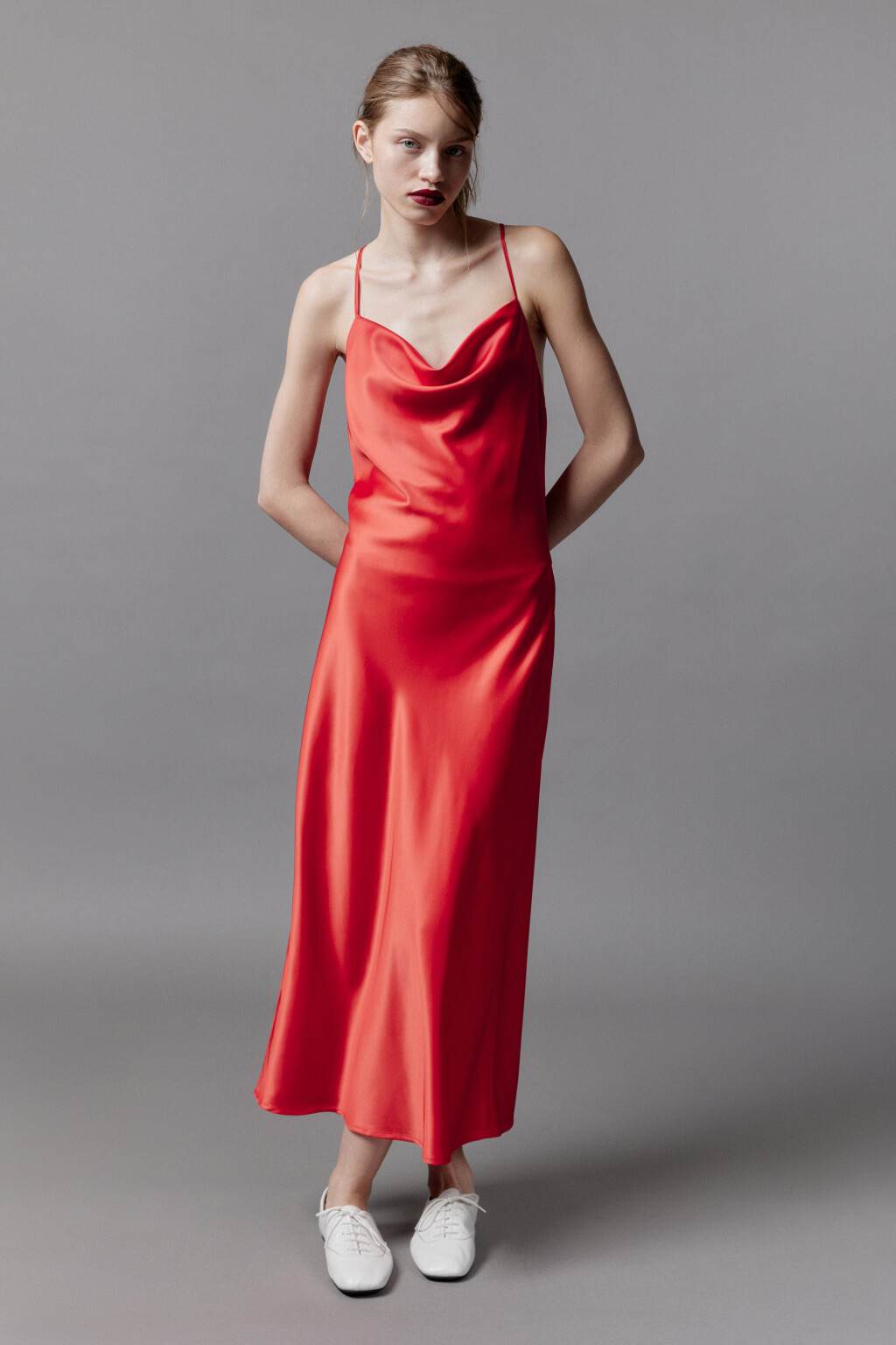 Платье-комбинация MAYA миди атласное - цвет красный - 4