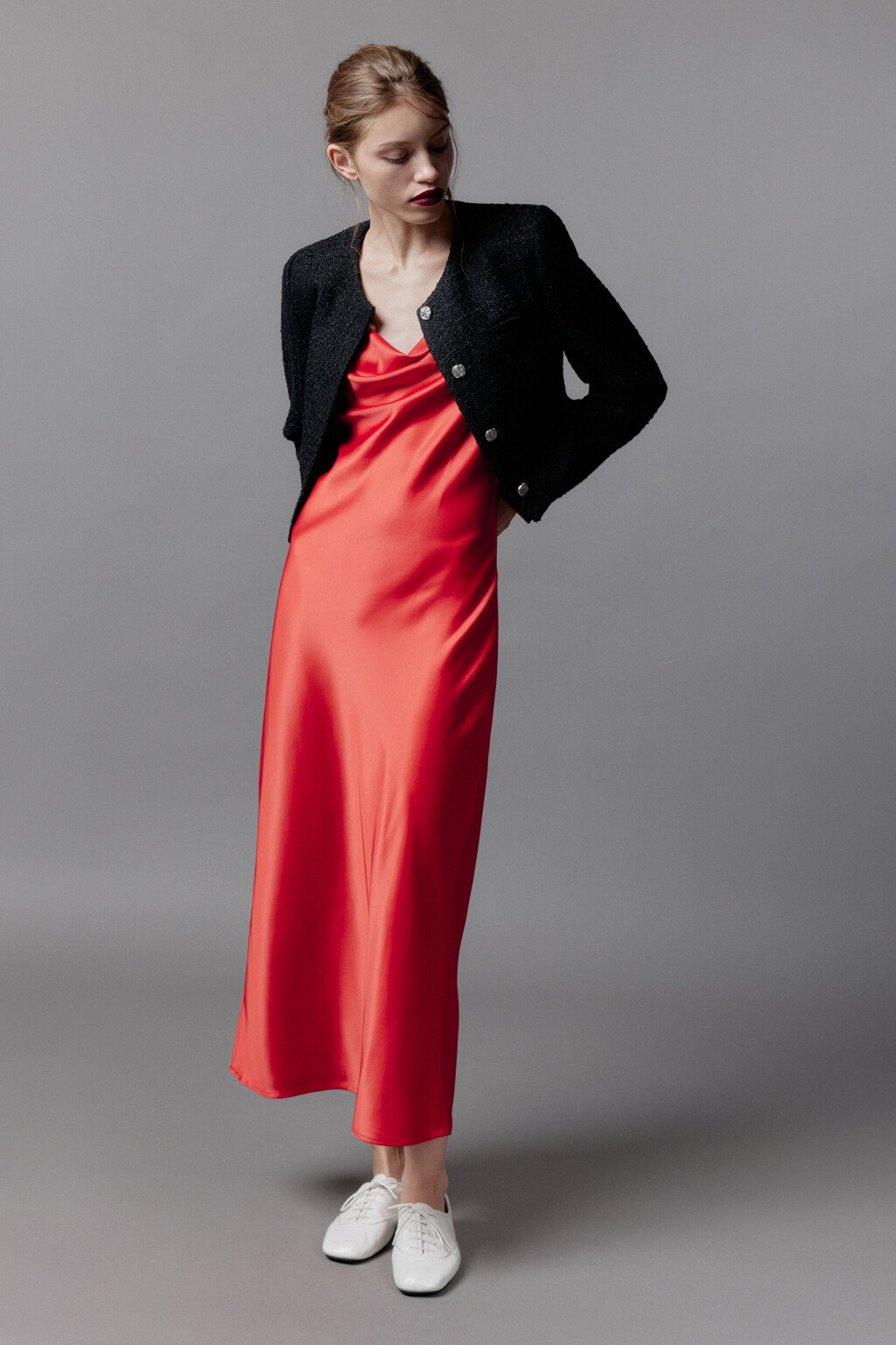 Платье-комбинация MAYA миди атласное - цвет красный - 7