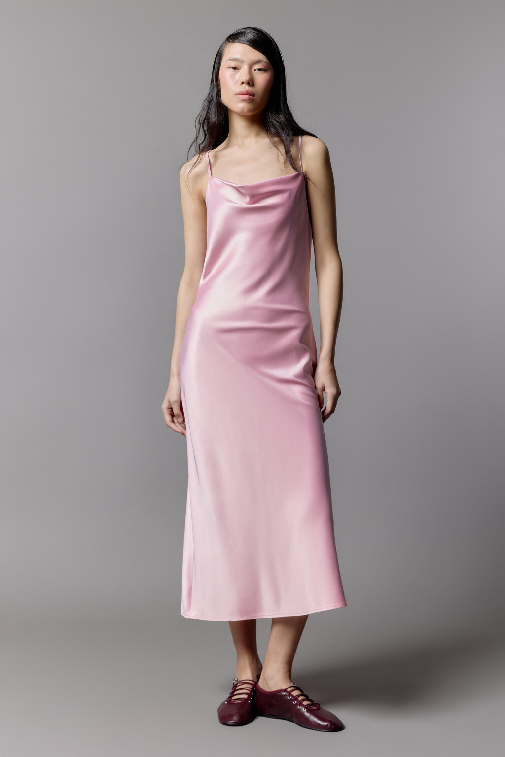 Платье-комбинация MAYA миди атласное - цвет розовый - 4