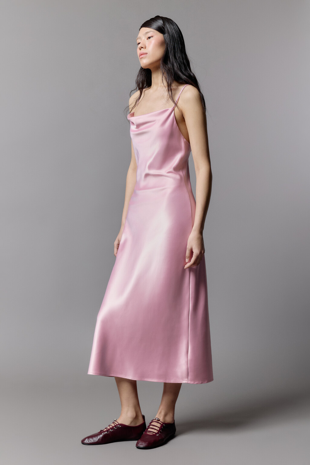 Платье-комбинация MAYA миди атласное - цвет розовый - 5