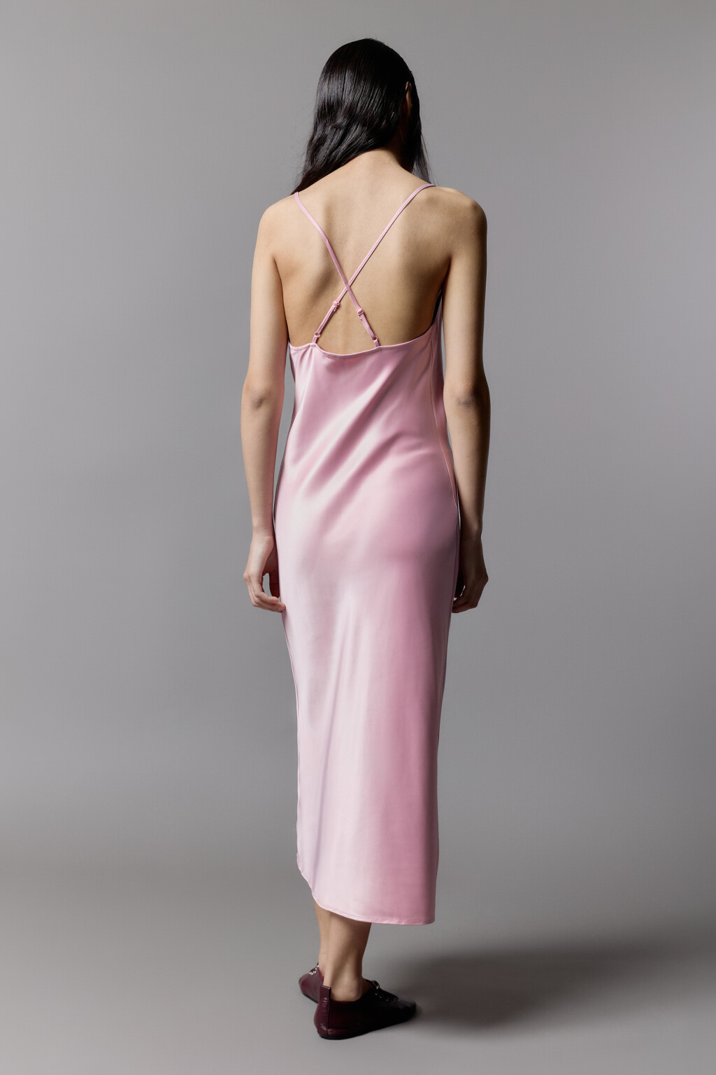 Платье-комбинация MAYA миди атласное - цвет розовый - 6