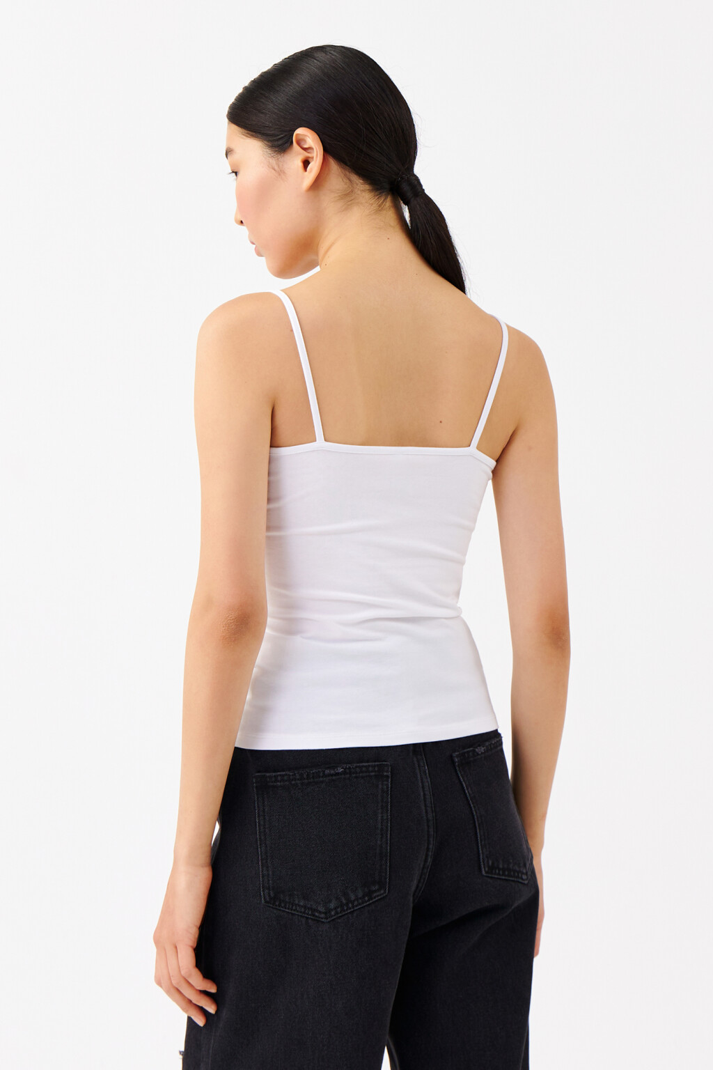 Топ-майка MEGAN базовый на тонких бретелях - цвет белый - 3