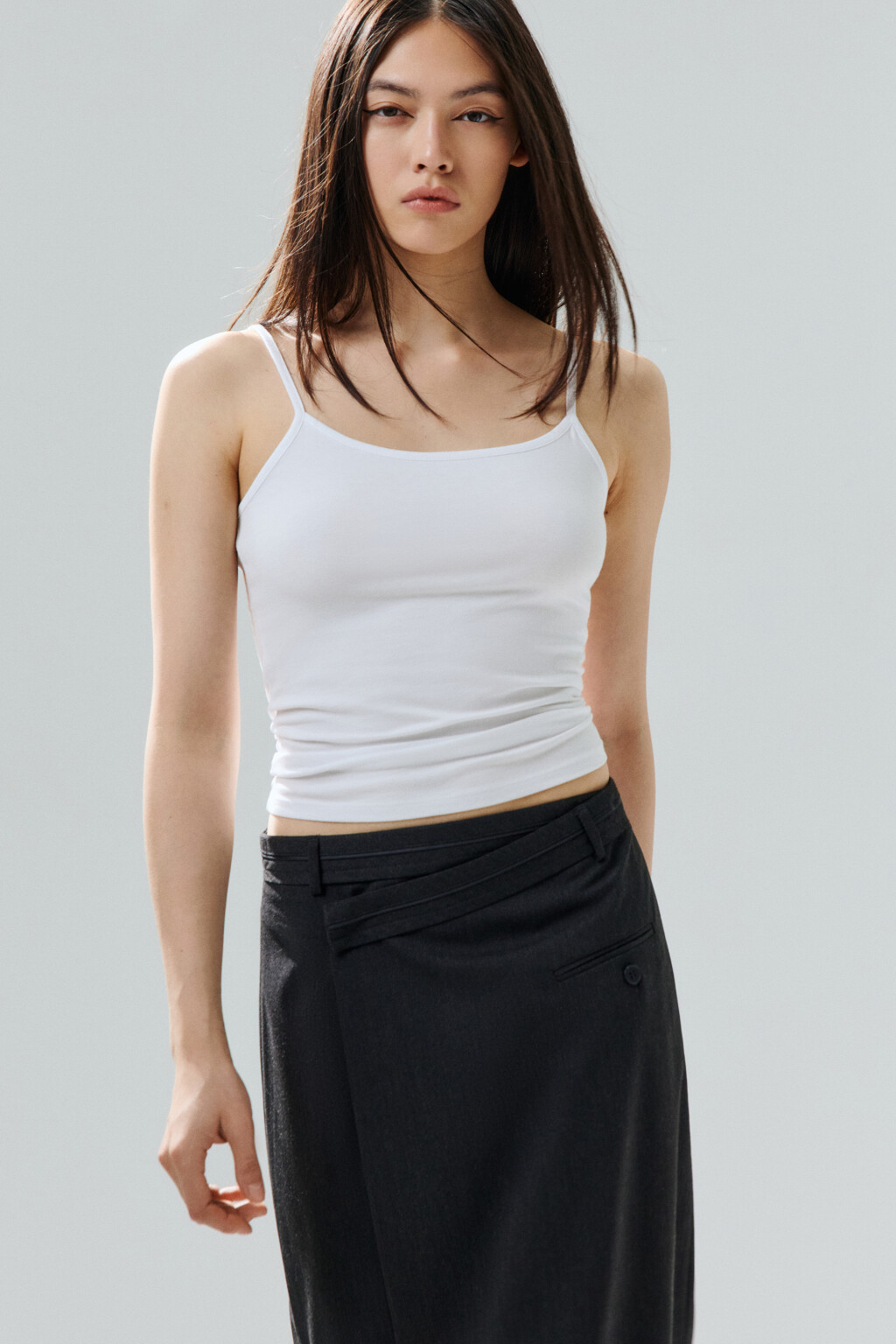 Майка MEGAN на тонких бретелях - цвет белый - 1