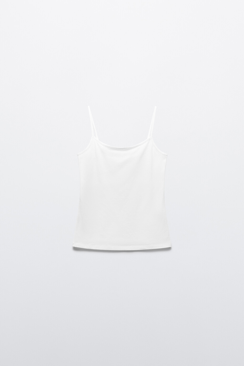 Майка-топ базовая на тонких бретелях - цвет белый - 1