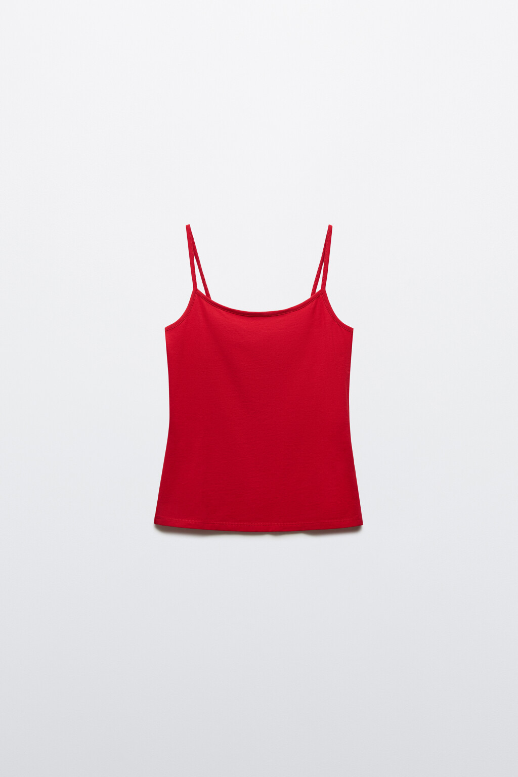 Майка-топ базовая на тонких бретелях - цвет красный - 1