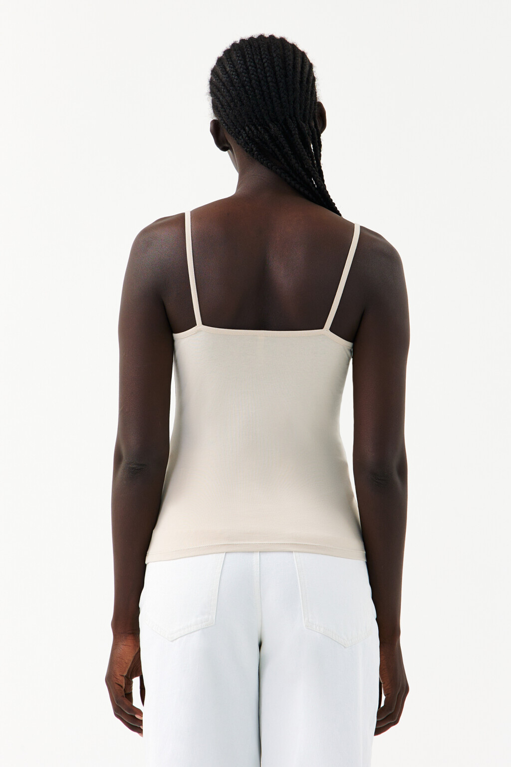 Топ-майка на тонких бретелях - цвет бежевый - 2
