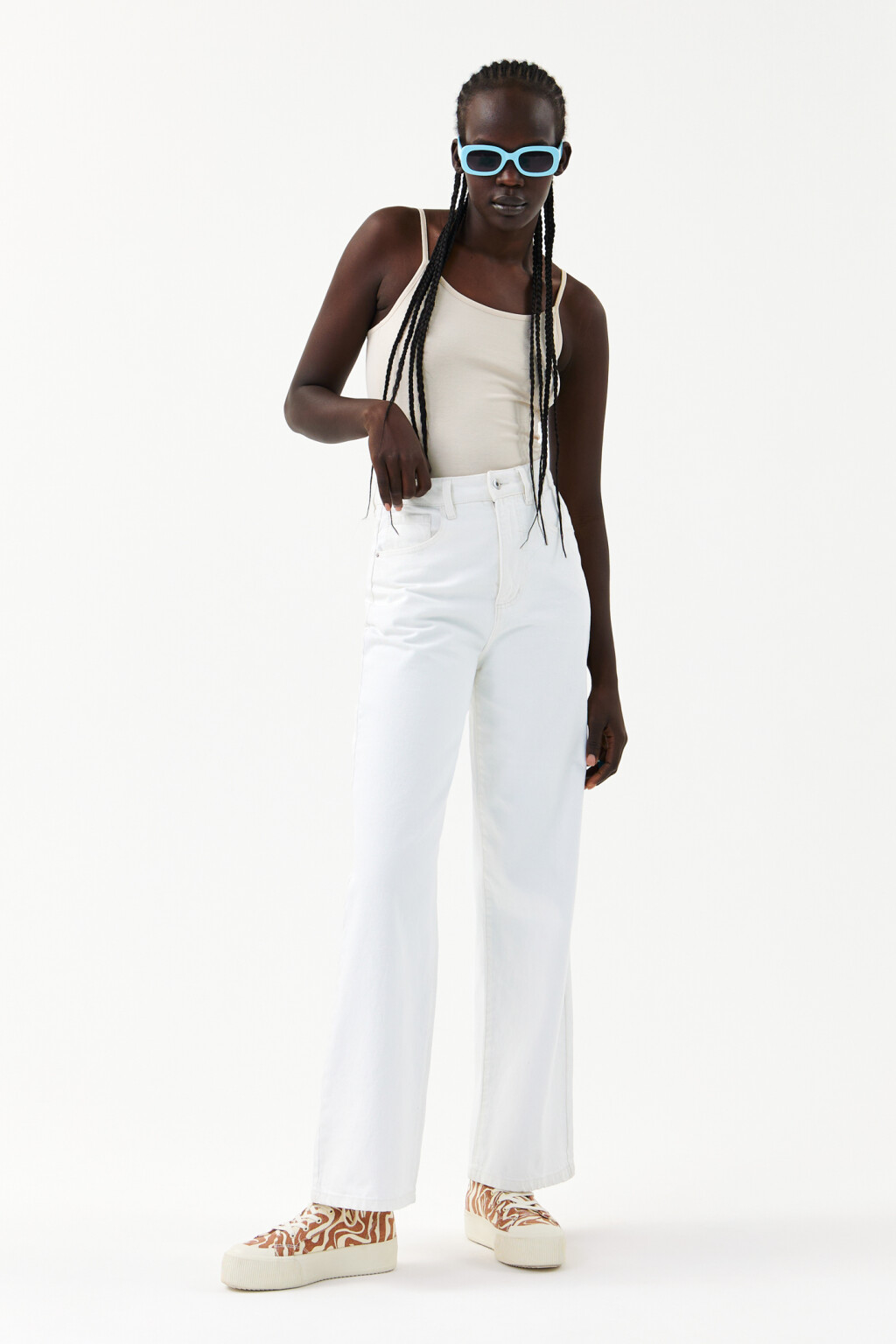 Топ-майка на тонких бретелях - цвет бежевый - 4