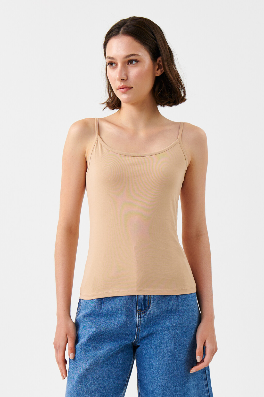 Топ-майка MEGAN базовый на тонких бретелях - цвет бежевый - 1
